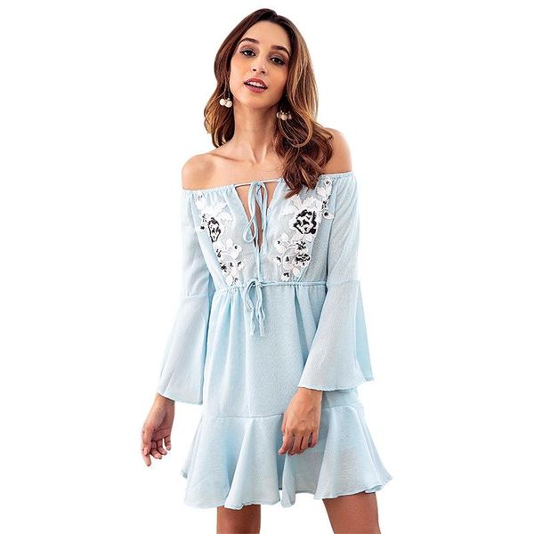 casual dresses 2021 decal lotus leaf edge chiffon trumpet sleeves dress beach sweet style women, Black;gray
casual dresses 2021 decal lotus leaf edge chiffon trumpet sleeves dress beach sweet style women, Black;gray