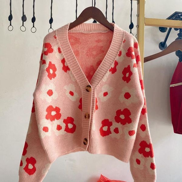 women's knits & tees short cardigan knitted sweater long sleeve buttoned floral print 2021 fall casual college style high street loose, White
women's knits & tees short cardigan knitted sweater long sleeve buttoned floral print 2021 fall casual college style high street loose, White