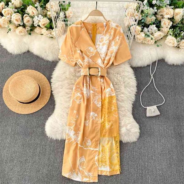 women's fashion notched neck slim lace stitching retro print dress lady short sleeve elegant clothes vestido de mujer q453 210527, Black;gray
women's fashion notched neck slim lace stitching retro print dress lady short sleeve elegant clothes vestido de mujer q453 210527, Black;gray