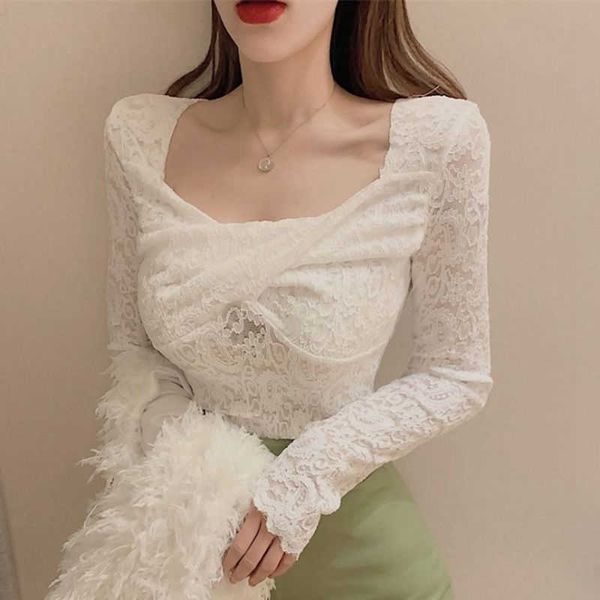 women spring autumn style lace blouses shirts lady casual long sleeve square low cut collar blusas df3991 210609, White
women spring autumn style lace blouses shirts lady casual long sleeve square low cut collar blusas df3991 210609, White