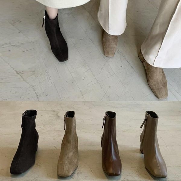 dress shoes autumn and winter women's boots square toe short side zipper thick medium high heel leather, Black
dress shoes autumn and winter women's boots square toe short side zipper thick medium high heel leather, Black