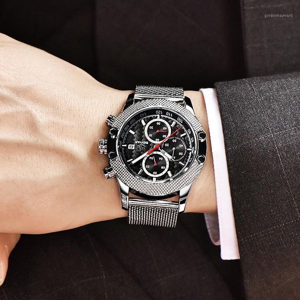 wristwatches benyar fashion chronograph mens watches military stainless steel strap quartz sports watch relogio masculino, Slivery;brown
wristwatches benyar fashion chronograph mens watches military stainless steel strap quartz sports watch relogio masculino, Slivery;brown