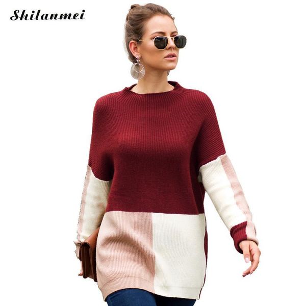 women's sweaters long sleeve patchwork loose pullover fashion winter knitted women 2021 o neck autumn jumper pull femme causal sweater, White;black
women's sweaters long sleeve patchwork loose pullover fashion winter knitted women 2021 o neck autumn jumper pull femme causal sweater, White;black