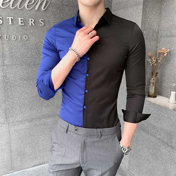 autumn men shirts patchwork slim fit long sleeve casual shirt formal business dress shirts streetwear camisas para hombre 210527, White;black
autumn men shirts patchwork slim fit long sleeve casual shirt formal business dress shirts streetwear camisas para hombre 210527, White;black