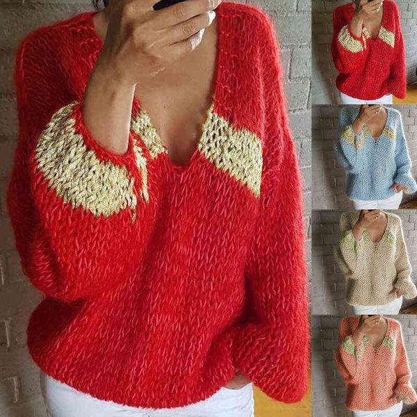 2021 new long sleeve pullover sweater women winter solid color loose knitted sweater vintage splicing jumper y1110, White;black
2021 new long sleeve pullover sweater women winter solid color loose knitted sweater vintage splicing jumper y1110, White;black