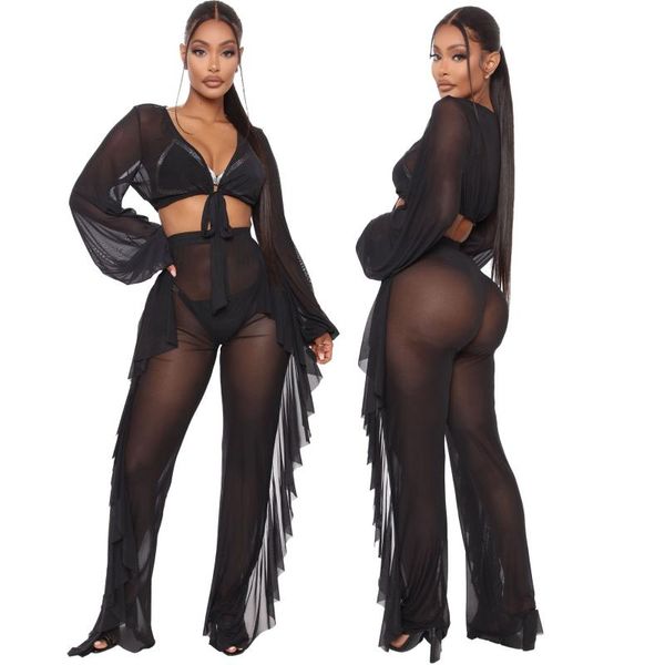 women's swimwear women summer beach dress cover up swimsuit wear super elastic solid color pants suit polyester bathing for robe de pla, White;black
women's swimwear women summer beach dress cover up swimsuit wear super elastic solid color pants suit polyester bathing for robe de pla, White;black