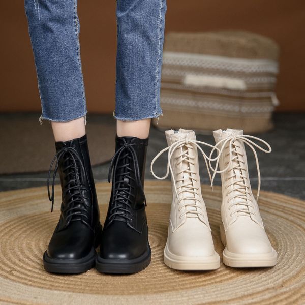 martin women's autumn winter 2021 lace up thick soled british style short thin back zipper and ankle boots, Black
martin women's autumn winter 2021 lace up thick soled british style short thin back zipper and ankle boots, Black