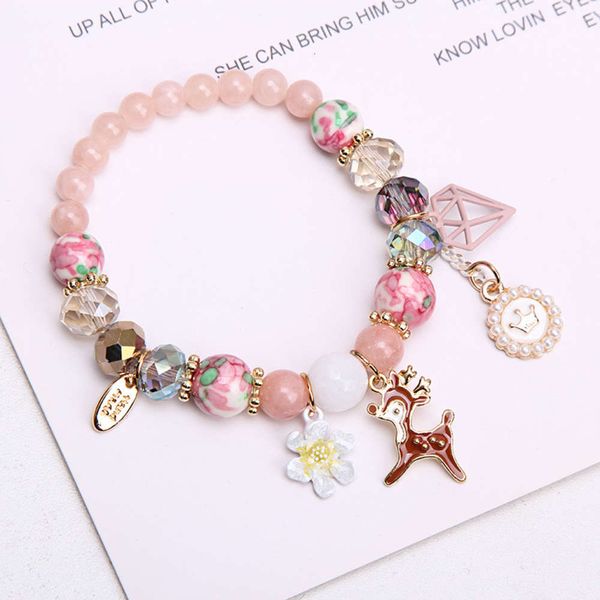 bohemian girl pink crystal little fresh deer sunflower crown bracelet women's jewelry, Black
bohemian girl pink crystal little fresh deer sunflower crown bracelet women's jewelry, Black