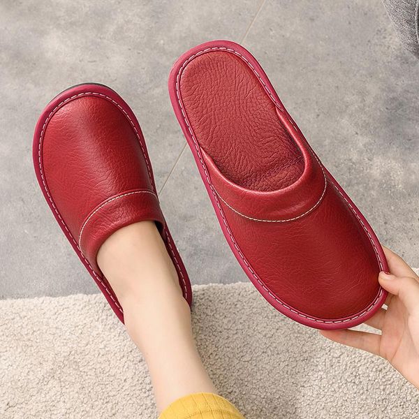 slippers womens leather indoor summer shoes couples fashion classic solid wine red woman footwear 2021 runway, Black
slippers womens leather indoor summer shoes couples fashion classic solid wine red woman footwear 2021 runway, Black