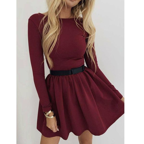 party club casual a line dress women round neck long sleeve empire autumn swing tunic vestidos mujer no belt dresses, Black;gray
party club casual a line dress women round neck long sleeve empire autumn swing tunic vestidos mujer no belt dresses, Black;gray