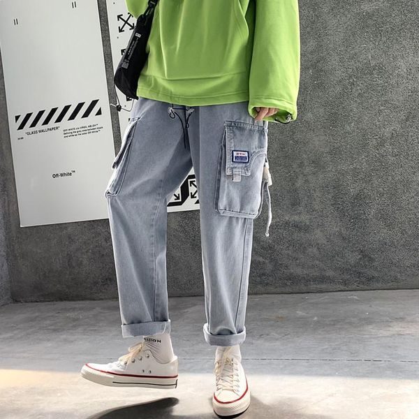 autumn jeans men fashion washed solid color casual multi-pocket tooling denim trousers street hip hop loose straight men's, Blue
autumn jeans men fashion washed solid color casual multi-pocket tooling denim trousers street hip hop loose straight men's, Blue