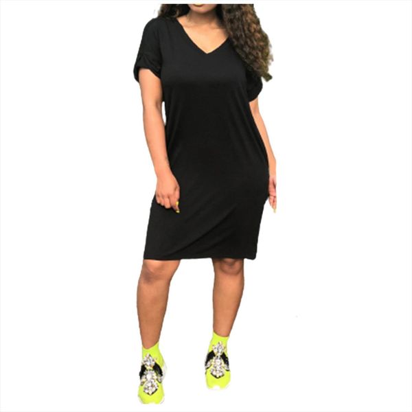 casual t shirt summer women dress v neck short sleeve mini with pockets solid color vintage g4, Black;gray
casual t shirt summer women dress v neck short sleeve mini with pockets solid color vintage g4, Black;gray
