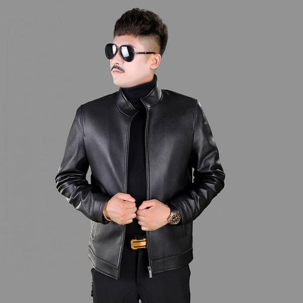 men's leather & faux authentic natural deerskin short stand collar jacket spring and autumn winter middle-aged, Black
men's leather & faux authentic natural deerskin short stand collar jacket spring and autumn winter middle-aged, Black