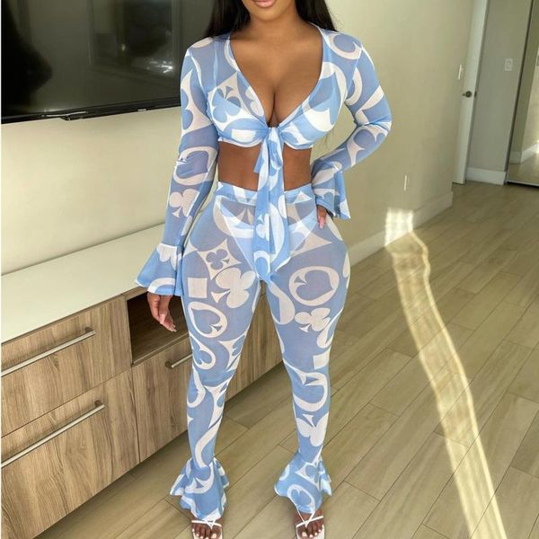 high waist ruffle mesh sheer two piece set women deep v-neck blouse pant matching 2 club outfits women's pants, White
high waist ruffle mesh sheer two piece set women deep v-neck blouse pant matching 2 club outfits women's pants, White