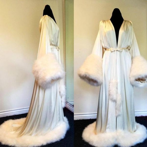 wraps & jackets women winter robe nightgown bathrobe pajamas sleepwear with fur train long sleeve wedding bridesmaid shawel cape cloak, White
wraps & jackets women winter robe nightgown bathrobe pajamas sleepwear with fur train long sleeve wedding bridesmaid shawel cape cloak, White