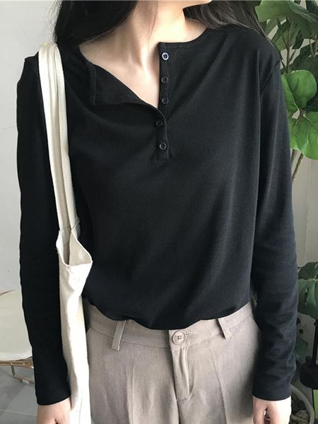 women's t-shirt spring korean version of the bottoming shirt loose long-sleeved black women 0oec, White
women's t-shirt spring korean version of the bottoming shirt loose long-sleeved black women 0oec, White