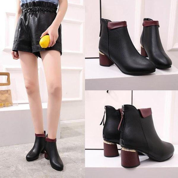 boots 2021 trendy women's retro short thick heel zipper tube color matching high large size single, Black
boots 2021 trendy women's retro short thick heel zipper tube color matching high large size single, Black