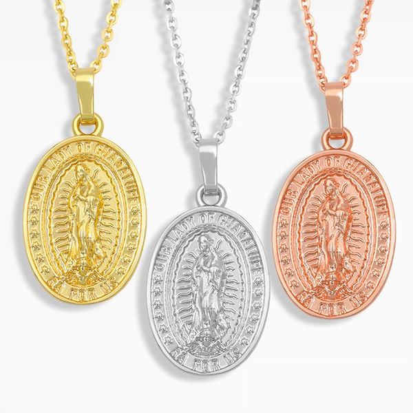 pendant necklaces oval virgin mary necklace for women polished peace chain copper catholic jewelry virgen de guadalupe nket89, Silver
pendant necklaces oval virgin mary necklace for women polished peace chain copper catholic jewelry virgen de guadalupe nket89, Silver