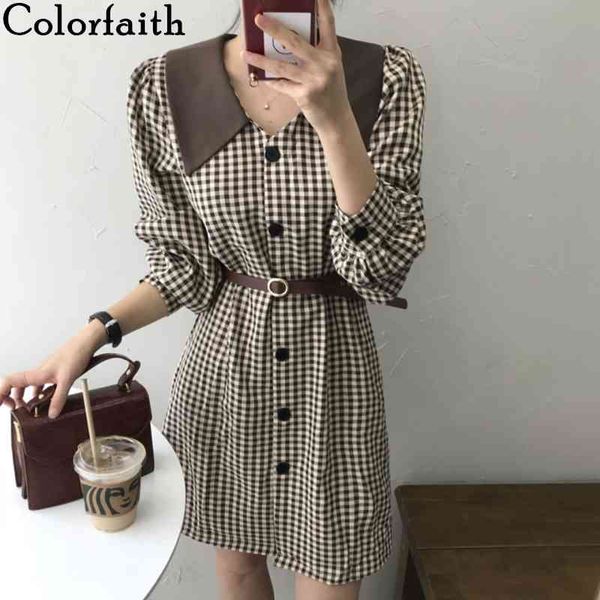 colorfaith new women's spring summer shirt dresses skirt in a cage plaid with belt checkered puff sleeve mini dress dr0721 210413, Black;gray
colorfaith new women's spring summer shirt dresses skirt in a cage plaid with belt checkered puff sleeve mini dress dr0721 210413, Black;gray