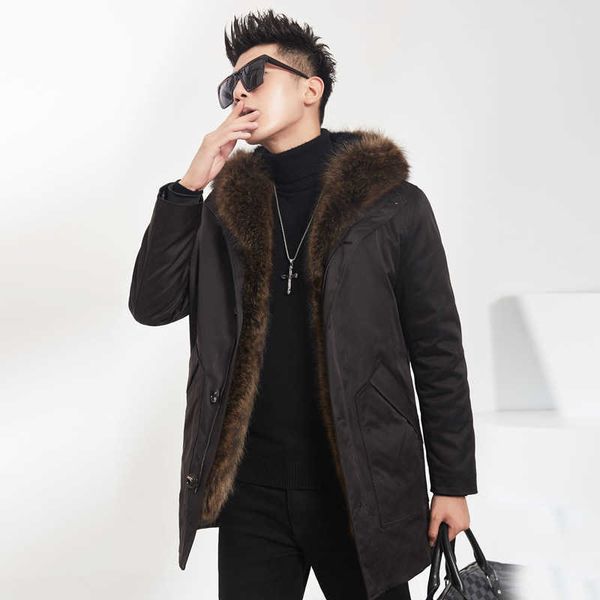 2021 men's parka coats wind winter medium length mink coat raccoon dog fur collar hooded, Black
2021 men's parka coats wind winter medium length mink coat raccoon dog fur collar hooded, Black