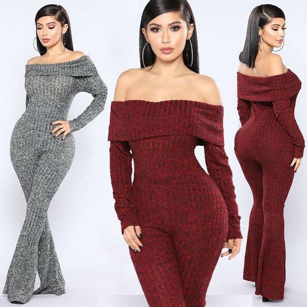 women's jumpsuits & rompers autumn winter women long sleeve knitted off shoulder jumpsuit female flare trousers slim bodycon clubwear p, Black;white
women's jumpsuits & rompers autumn winter women long sleeve knitted off shoulder jumpsuit female flare trousers slim bodycon clubwear p, Black;white