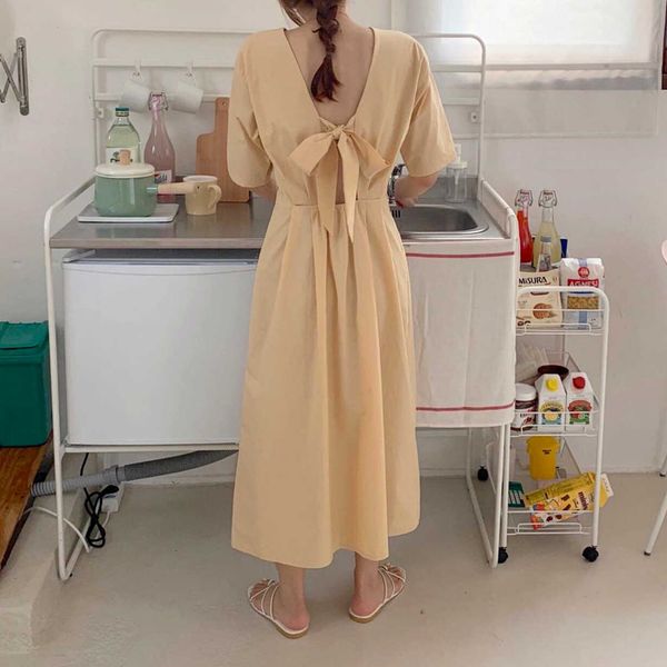 spring/summer korean fashion white backless hollow tie bow dress elegant sweet college style 210615, Black;gray
spring/summer korean fashion white backless hollow tie bow dress elegant sweet college style 210615, Black;gray