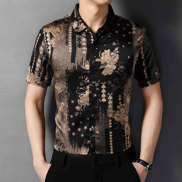 men's casual shirts luxury golden vintage floral summer short sleeve shirt business social clothing slim fit streetwear camisa k7n, White;black
men's casual shirts luxury golden vintage floral summer short sleeve shirt business social clothing slim fit streetwear camisa k7n, White;black
