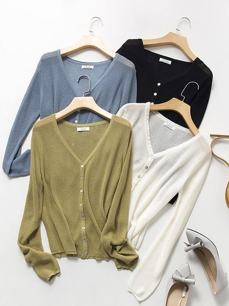 women's knits & tees knitted cardigan summer korean retro ice silk thin type sunscreen air conditioning shirt fashion slim fit slimming, White
women's knits & tees knitted cardigan summer korean retro ice silk thin type sunscreen air conditioning shirt fashion slim fit slimming, White