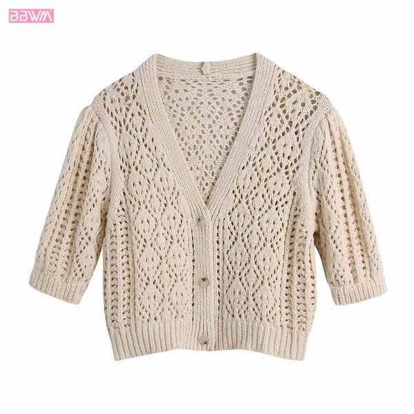 vintage women v-neck three-quarter sleeves openwork sweater cardigan fashion solid color single breasted chic female 210507, White;black
vintage women v-neck three-quarter sleeves openwork sweater cardigan fashion solid color single breasted chic female 210507, White;black
