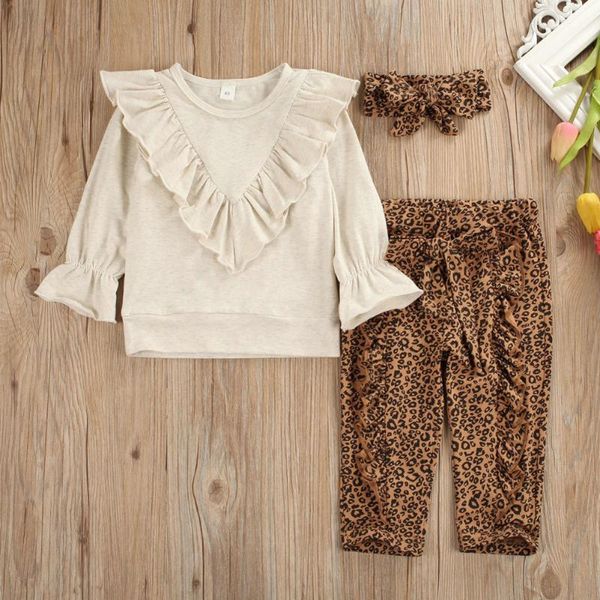 clothing sets kid baby girls clothes autumn solid long sleeve ruffle sweatshirt+leopard print pants headband 3pcs outfit 2021, White
clothing sets kid baby girls clothes autumn solid long sleeve ruffle sweatshirt+leopard print pants headband 3pcs outfit 2021, White