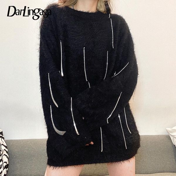 darlingaga rhinestone mohair oversized sweater women fashion korean knitted pullover jumpers diamond autumn winter sweaters women's, White;black
darlingaga rhinestone mohair oversized sweater women fashion korean knitted pullover jumpers diamond autumn winter sweaters women's, White;black