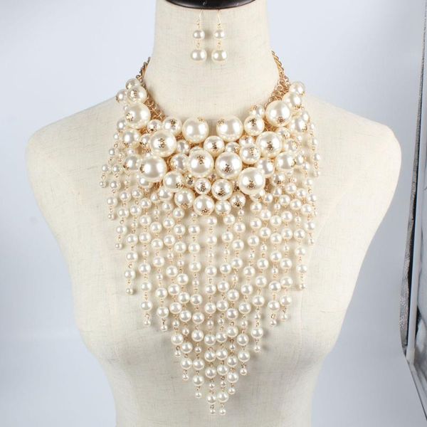 earrings & necklace exaggerate jewelry big multi-layer necklaces with earring clothing imitation pearl tassel statement set for woman, Silver
earrings & necklace exaggerate jewelry big multi-layer necklaces with earring clothing imitation pearl tassel statement set for woman, Silver