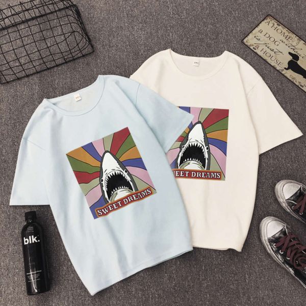 women's t-shirt chao brand cute cartoon shark female short korean loose bf style white versatile student couple half sleeve f7lp
women's t-shirt chao brand cute cartoon shark female short korean loose bf style white versatile student couple half sleeve f7lp