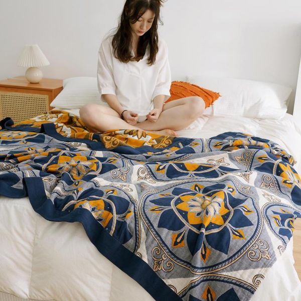 blankets bohemian floral print 4 layers 100% cotton gauze blanket boho with yarn-dyed jacquard process soft light using on bed car travel
blankets bohemian floral print 4 layers 100% cotton gauze blanket boho with yarn-dyed jacquard process soft light using on bed car travel