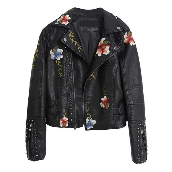 leather autumn motorcycle jackets for women floral embroidered faux leather pink burgundy pu embroidery jacket outerwear, Black
leather autumn motorcycle jackets for women floral embroidered faux leather pink burgundy pu embroidery jacket outerwear, Black