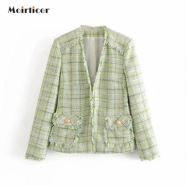 women's suits & blazers 2021 elegant office wear tweed blazer women long sleeve green plaid jacket coat female sweet v neck pockets lad, White;black
women's suits & blazers 2021 elegant office wear tweed blazer women long sleeve green plaid jacket coat female sweet v neck pockets lad, White;black