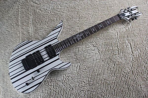 synyster custom floydrose tremolo in white/black line with strap and skull logo electric guitar @21
synyster custom floydrose tremolo in white/black line with strap and skull logo electric guitar @21