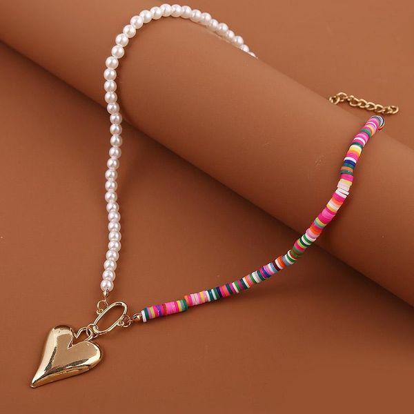 pendant necklaces bohemian multicolor polymer clay white pearl beaded asymmetry for women fashion gold color big heart pendants necklace, Silver
pendant necklaces bohemian multicolor polymer clay white pearl beaded asymmetry for women fashion gold color big heart pendants necklace, Silver