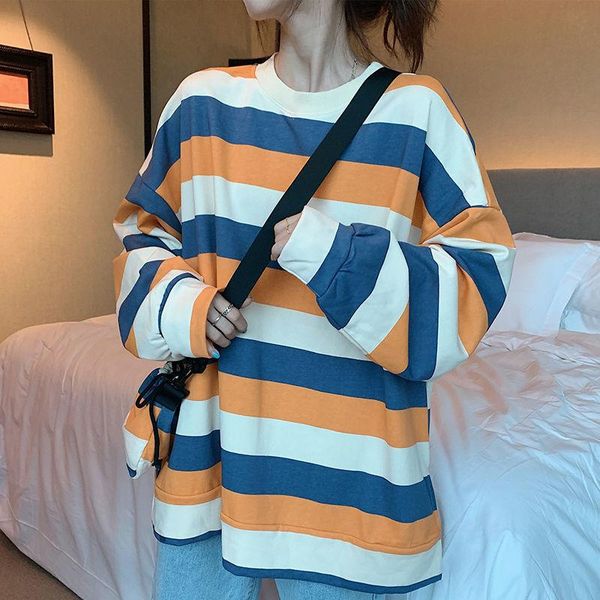 women's cotton striped hoody autumn korean style loose long sleeve fashion tee hoodies & sweatshirts, Black
women's cotton striped hoody autumn korean style loose long sleeve fashion tee hoodies & sweatshirts, Black