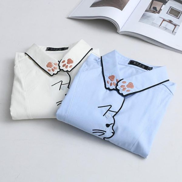 women's blouses & shirts cute cartoon 3d cat embroidery white loose long sleeve single-breasted cardigan plus size blusas mujer 2021
women's blouses & shirts cute cartoon 3d cat embroidery white loose long sleeve single-breasted cardigan plus size blusas mujer 2021