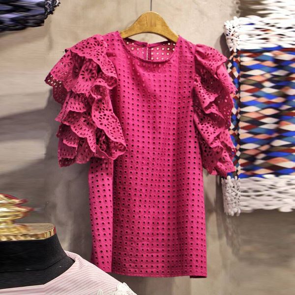 red lotus butterfly sleeve shirt female spring and summer new korean female round neck hollow stitching loose blouse 210421, White
red lotus butterfly sleeve shirt female spring and summer new korean female round neck hollow stitching loose blouse 210421, White