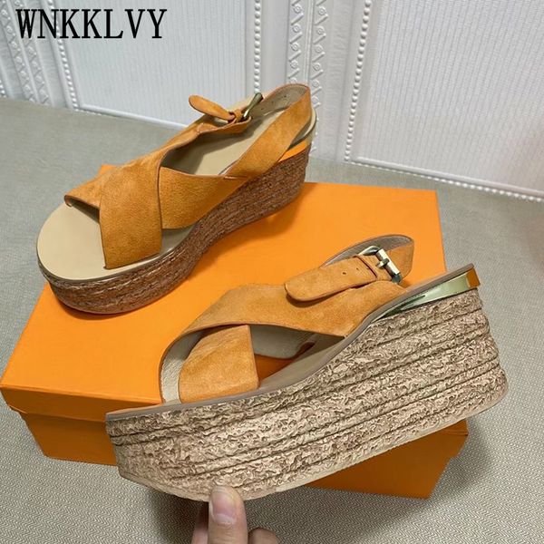summer wedge sandals women real suede crossover solid color high heel platform sandalias runway thick bottom shoes ladies, Black
summer wedge sandals women real suede crossover solid color high heel platform sandalias runway thick bottom shoes ladies, Black