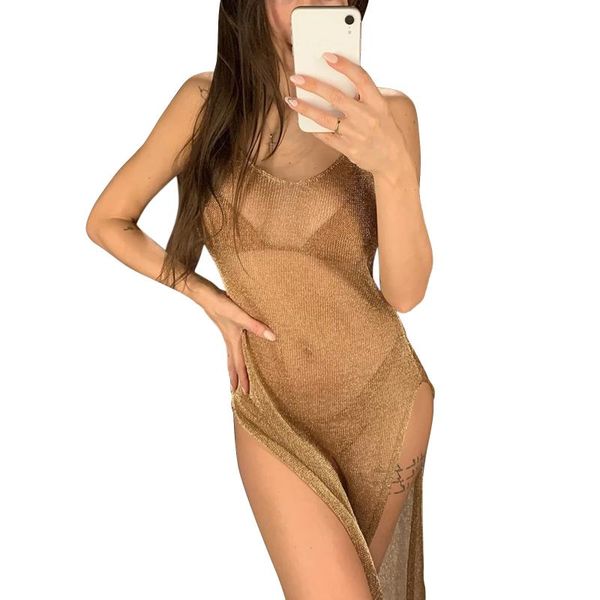 women's swimwear women dress, see-through sling sleeveless wrapped party slimming side split sequined midi, White;black
women's swimwear women dress, see-through sling sleeveless wrapped party slimming side split sequined midi, White;black