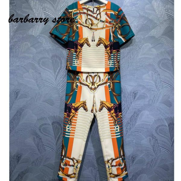 women's two piece pants 21 double horse retro printing fashion versatile round neck short sleeve t-shirt + high waist casual, White
women's two piece pants 21 double horse retro printing fashion versatile round neck short sleeve t-shirt + high waist casual, White
