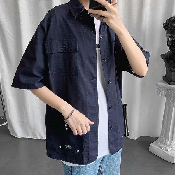men's casual shirts summer thin short-sleeved shirt male japanese tooling half-sleeved loose camisas para hombre harajuku style outer, White;black
men's casual shirts summer thin short-sleeved shirt male japanese tooling half-sleeved loose camisas para hombre harajuku style outer, White;black
