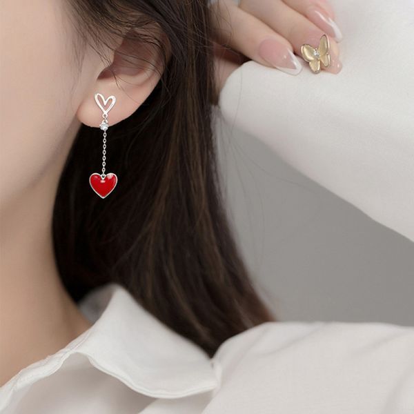 fashion women jewelry 925 sterling silver red asymmetric love earrings sweet peach heart for wedding party, Golden
fashion women jewelry 925 sterling silver red asymmetric love earrings sweet peach heart for wedding party, Golden