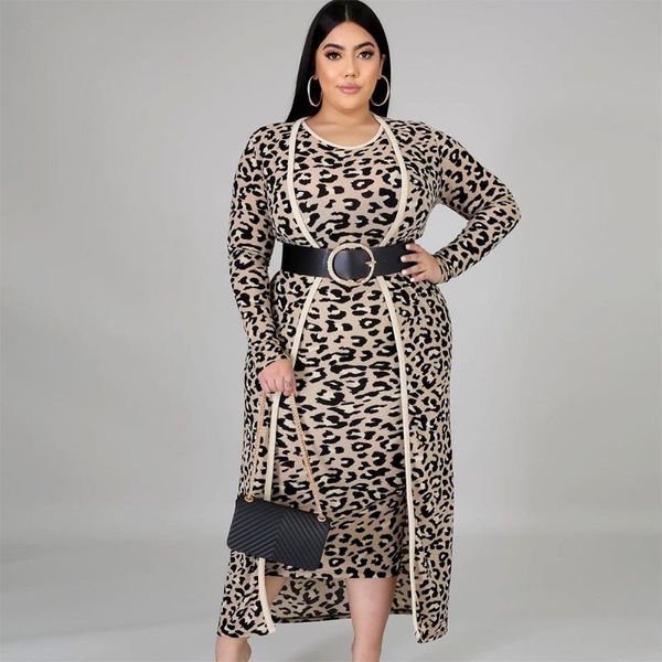 plus size tracksuits women's clothing casual leopard print round neck long sleeved coat elegant dresses sets wholesale drop, Black
plus size tracksuits women's clothing casual leopard print round neck long sleeved coat elegant dresses sets wholesale drop, Black