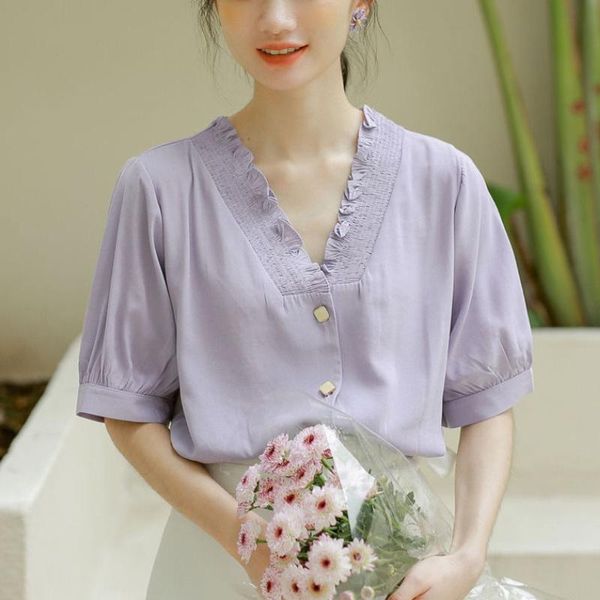 women's blouses & shirts korean elegant women summer 2021 purple ruffle casual france vintage white short sleeve high street designer
women's blouses & shirts korean elegant women summer 2021 purple ruffle casual france vintage white short sleeve high street designer