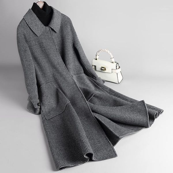 women's wool & blends 2021 women autumn winter casual slim coat lady pocket long sleeve plaid mid-long jacket female vintage loose oute, Black
women's wool & blends 2021 women autumn winter casual slim coat lady pocket long sleeve plaid mid-long jacket female vintage loose oute, Black