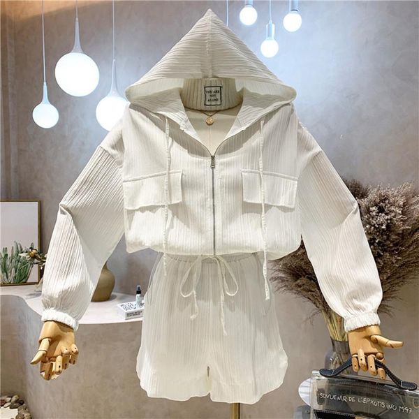 women's tracksuits clothing summer 2021 long sleeve hooded zipper cardigan + elastic high waist shorts sports and leisure suit, Gray
women's tracksuits clothing summer 2021 long sleeve hooded zipper cardigan + elastic high waist shorts sports and leisure suit, Gray